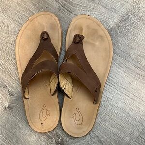 Olukai Brown Leather Sandals